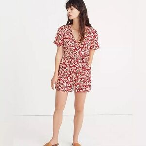 Madewell Floral Wrap-Front Romper in Mini Daisy Size 10
